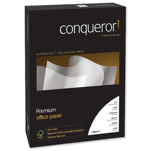 Conqueror Diamond White Paper Laid Texture 500 sheet (ream)